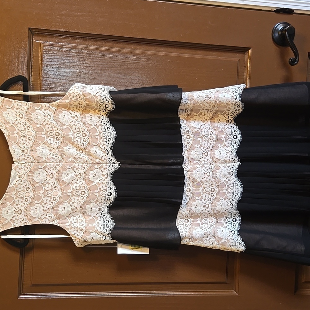 Jessica Simpson-Ivory lace top with pleated chiffon sleeveless dress Size 6 NWT. - Picture 9 of 12
